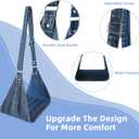Airplane Foot Hammock, No Collapse Foot Rest for Plane Travel with Extended Adjustment Strap, Portable Desk Foot Hammock with,Cotton Denim, Foot Sling Travel Essentials to Relax Your Feet (Dark Blue)