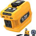 220W Power Inverter Compatible with Dewalt 20V Battery, DC 20V to AC 110V-120V Portable Power Generator, Inverter with 2 USB Ports 1 Type-C 1 AC Outlet, 400 Lumen Light