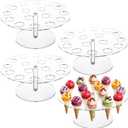 Zhehao 4 Pcs Ice Cream Cone Holder Stand Bulk 16 Holes Clear Acrylic Food Stand Food Cone Display for Birthday Party Wedding Baby Shower Decoration Buffet Catering Supplies Restaurant Events