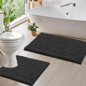 LuxUrux Bathroom Rug Mat Set-Extra-Soft Plush Bath mat Shower Bathroom Rugs,Chenille Microfiber Material, Super Absorbent. (36" x 24" Plus 36" x 24") (24'' x 36'' + 24'' x 36'')
