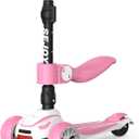 Sejoy Toddler Kick Scooter for Kids with 3 Wheels Extra-Wide Childrens Foldable Toy Scooter with Adjustable Height/Handlebars & Folding Seat for Kids Ages 3+ (Pink)