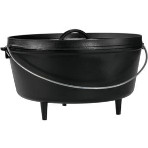 Lodge Pre-Seasoned Cast Iron Deep Camp Dutch Oven with Lid, 10 Quart