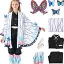 VZQI Halloween Cosplay Kids Costumes Kochou Shinobu Girls Anime Kimono Halloween White Cloak