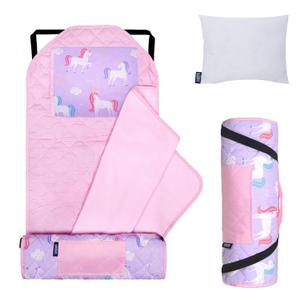Wildkin Modern Nap Mat with Pillow and Blanket for Girls - Unicorn