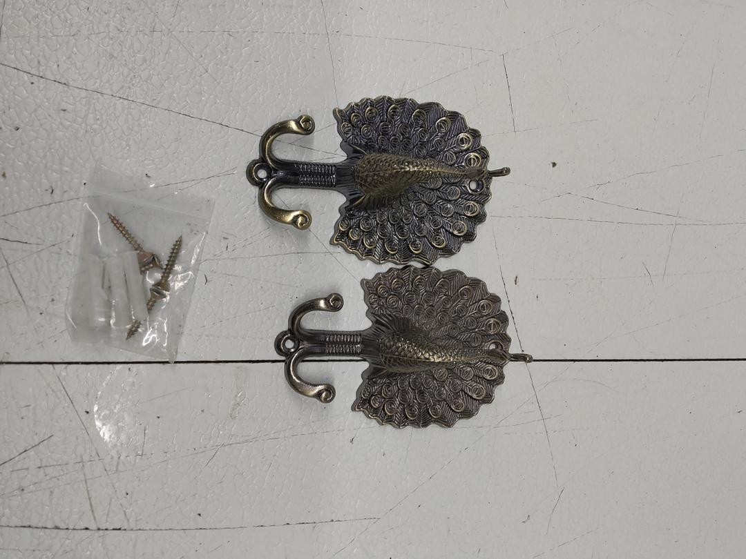 Ailejia 2pcs Peacock Curtain Tiebacks Hooks Holdbacks Zinc Alloy Tassel Wall Hook Hanging Ball Straps Wall Mounted Curtain (Bronze)