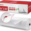 Plastic Table Cloth, 110 Ft X 54 in Disposable Tablecloth White Tablecloth Premium PEVA Plastic Table Cloth Disposable with Any Cut Sliding Cutters for Picnics, Parties, Birthdays, Weddings, 1320" x 54"