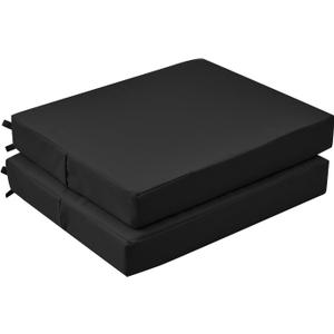 GUHER Outdoor Chair Cushions Set of 2, Waterproof Patio Cushions for Outdoor Furniture with Ties and Hidden Zipper, Memory Foam Outdoor Seat Cushion, 18.5"x16"x3", Black