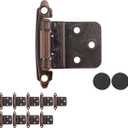 JQK 3/8 Inch Inset Cabinet Door Hinges Oil Rubbed Bronze, 20 Pack 10 Pairs Flush Face Mount Cupboard Self-Closing Kitchen Cabinet Hardware Hinges with Door Bumper, CH201-ORB-P20