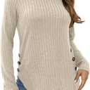 Yincro Women's Long Sleeve Fall Sweaters 2025 Lightweight Casual Crewneck Tunic Tops (Green, L)