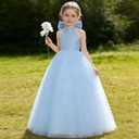 Flower Girl Dresses Wedding Satin Dresses Princess Birthday Party Prom Dresses (Blue), Size: 11-12Y