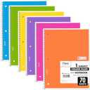 Mead Spiral Notebook, 6 Pack, 1 Subject, College Ruled Paper, 7-1/2" x 10-1/2", 70 Sheets per Notebook, Assorted Bright Colors (830050-ECM)