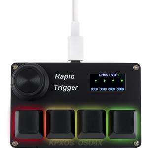 KPXOS OSU4X Gaming Keyoard Rapid Trigger Keyboard, Magnetic Switches with Knob and Screen, Plug-and-Play keypad for OSU and for Geometry Dash (Black)