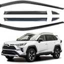 Side Window Visor 6 Piece Set for Toyota RAV4 2019 2020 2021 2022 2023 2024 Safe RAIN Out-Channel Guard Deflector Window Deflectors Vent Deflectors (for RAV4 19-24 6-Piece Chrome)