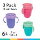 Nuby Wonder Cup - Spill-Proof Toddler Sippy Cups - (3 Pack) 5 oz - Sip from All Sides - Leak Resistant - Spoutless Transition Cup - Aqua/Purple/Pink