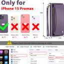 Wallet Case for iPhone 15 Pro Max with Card Holder/Crossbody Wallet/Strap| RFID Blocking | Magnetic | Kickstand | Detachable | PU Leather Phone Case for iPhone 15 Pro Max,6.7 in,Purple