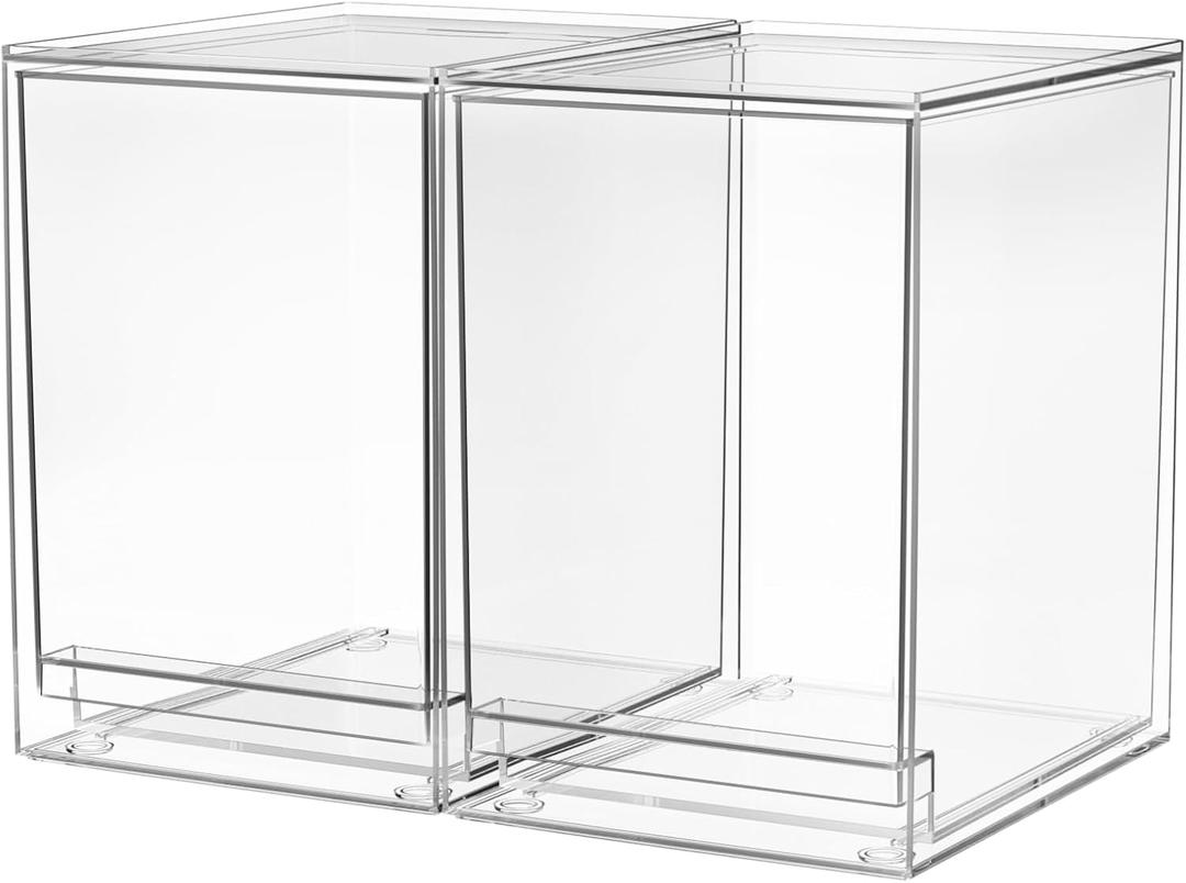 A-LuGei  Acrylic Stackable Storage Drawers, 8.7" H Makeup Organizer, Bathroom Organizer and Storage, Plastic Storage Bins for Kitchen Cabinet Pantry Medicine Fridge