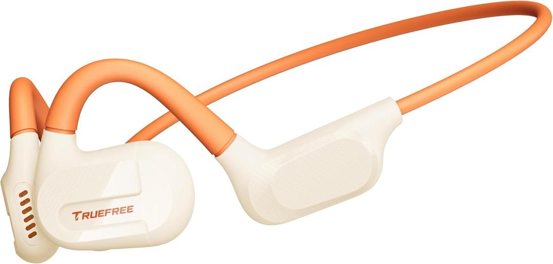 truefree F2 Open Ear Headphones Bluetooth 5.3 Air Conduction Wireless Headphones Sport Earbuds with 16.2mm Enhanced Bass, Dual Mic for Clear Calls, 15H Playtime, Multipoint Connection, App Control (Cream)