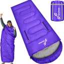 Sportneer Wearable Sleeping Bag for Adults & Kids  Walkable with Arm Zippers, Warm Weather & Cold Waterproof, Compact for Camping, Stadiums, Travel, Backpacking & Car Use (87''Long 50-80, Purple)