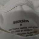 SUUKSESS Women Double Lined Fitted Basic Tee Crew Neck Short Sleeve Y2K Crop Top (Medium, Pearl)