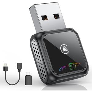 FAHREN Super Mini Wireless CarPlay Adapter (Latest Upgraded)-Bluetooth Apple Car Play Dongle, Zero Latency, Stable Connection, Compatible with iPhone 6+ & Android Auto 10+, Cars from 2017, USB/Type-C