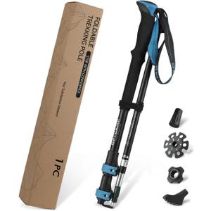 GPTCAMP Hiking Stick,1PC Trekking Pole Collapsible Hiking Pole, Lightweight Folding Adjustable Travel Walking Stick with EVA Foam Grip for Men Women, Blue(1 Pole)