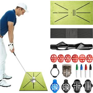 Complete Golf Accessories Set - Golf Grip Trainer, Golf Swing Trainer Arm Band, Golf Hitting Mat and Golf Ball Marker Kit, Golf Training Aid for Improving Swing Technique for Home & Outdoor Practice