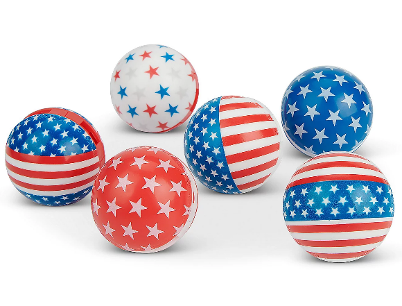 Mini Beach Stress Balls 2.5 Inch Foam PU Relief Stress Ball Mini Rainbow Blow Up Beach Balls Toys for Girls Boys Patriotic Party Favors Summer Pool Games 12Pcs