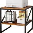 2-Tier Large Printer Stand with Storage Shelf, 20"×20" Under Desk Printer Table for Office, Mini Fridge Stand, End Table for Living Room, Heavy Duty Storage Rack for Scanner Fax Machine, Rustic Brown
