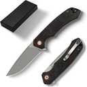 Pocket Folding Knife (EDC) - 3.27" D2 Steel Blade, Carbon Fiber Handle, Stone Washed Finish - With Pocket Clip & Lanyard Hole, Suitable for Men & Women, Ideal for Camping, Survival Adventures, and Hiking (Black & Red)