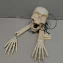 JOYIN 3 Pcs Halloween Skeleton Decorations Outdoor, LED Realistic Skeleton Yard Stakes, Light Up Skull and Arms Decor for Graveyard Yard Lawn Garden Party Supplies