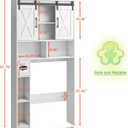 Vabches Over The Toilet Storage Cabinet, Farmhouse Storage Cabinet Over Toilet with Sliding DoorsHome Space-Saving Toilet Rack, for Bathroom, Restroom, Laundry