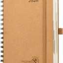 POPRUN 2026 Daily Planner One Page A Day - [5.75" x 8.5"-100% Recycled Materials Spiral Soft Cover] - 2026 Agenda with Monthly Calendar, Folded Inner Pocket - Desert Brown