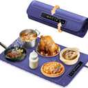 Food Warmer Electric Warming Tray Full Surface Silicone Heating Mat Food Warmer Foldable Hot Plates 4 Temperature Levels for Buffets Party Keep Warm Heating Tray Gatherings Gifts (Navy Blue)