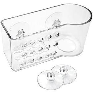 AMUONTY Sponge Holder for Kitchen Sink Suction,Plastic Sink Brush Sponge Caddy Sink Organizer-(5.7" x 2.4" x 3.1"),Clear