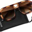 livho Trendy Polarized Square Aviator Sunglasses Women Men Square Eyewear Frame, Retro Sun Glasses for Women Men 2025 Shades (Vibrant Brown Tortoise/Brown)