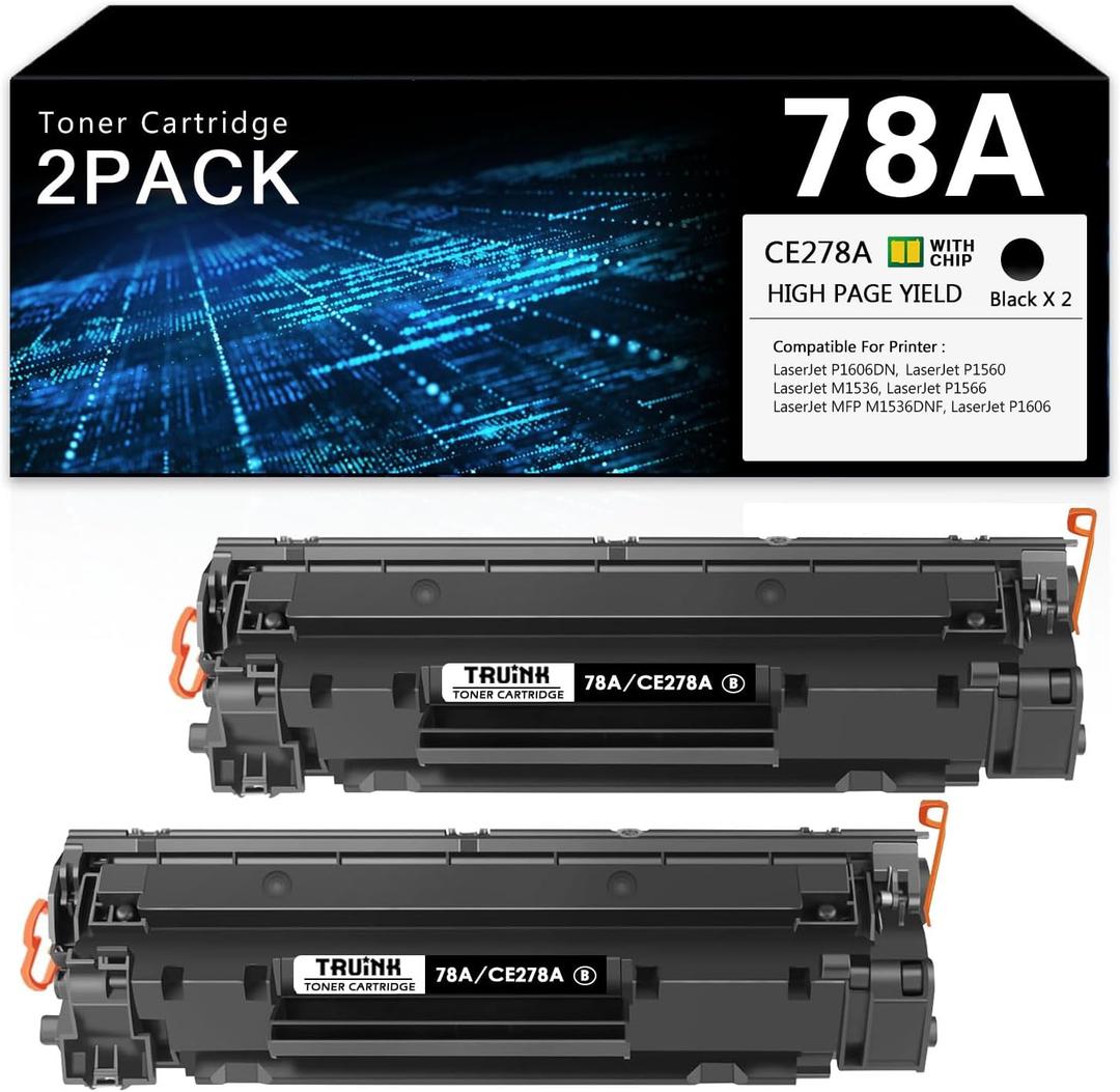 78A Toner Cartridge 2-Pack Replacement for HP 78A | CE278A Toner Compatible with HP P1606DN M1536 MFP M1536DNF P1560 P1566 P1606 Printer Ink.(2 Black)