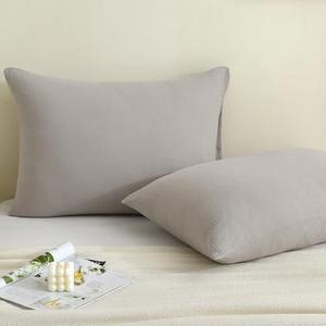 2-Pack Double Gauze Pillowcases - 100% Organic Cotton, Silky Soft & Breathable for a Cool Night's Sleep (Grey,26" X 20")