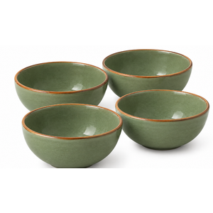 KINGSTONE Stoneware Dinnerware 4 Pieces, Reactive Glaze Bowls, Green