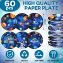 Funnymoom 60 Pcs Outer Space Birthday Party Supplies 7 Inch Solar System Paper Plates Astronaut Dessert Plates Space Theme Party dishes for Birthday Baby Shower Decorations