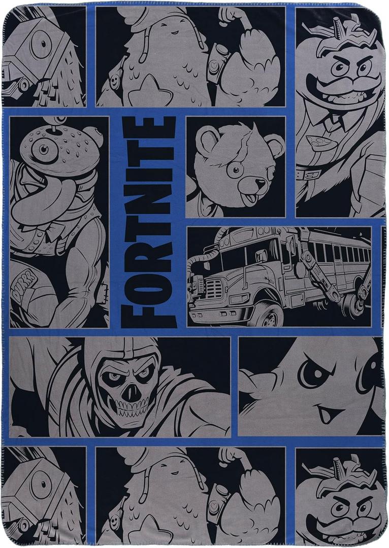 Jay Franco Kids Plush Throw Blanket  Soft & Cozy Fleece Throw for Bedroom & Couch Dcor, Official Licensed Product, Grey - Fortnite, 46x60 - Throw Blanket