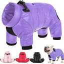 AOFITEE Dog Coat, Waterproof Dog Winter Jacket, Warm Fullbody Small Dogs Snowsuit, Winter Coat for Small Dogs, Zip Up Pet Puffer Jacket Fleece Vest, Outdoor Reflective Pet Snow Jackets, XL (Light Purple)
