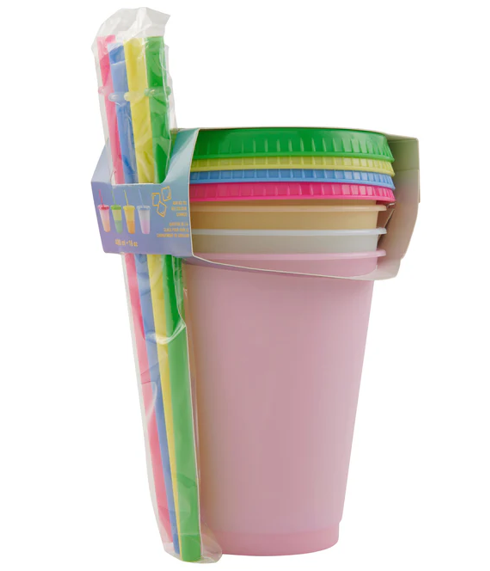 Colour Changing Cups With Straws, 4 Pack 15oz