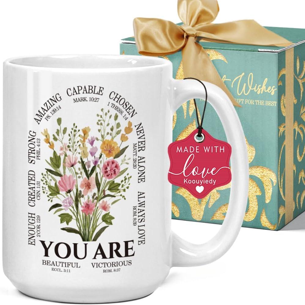 You Are Inspirational Coffee Mug Christian Gifts for Women, Religious Gifts, Inspirational Spiritual Birthday Gift for Women Friends, Bible Verse MUG 15OZ