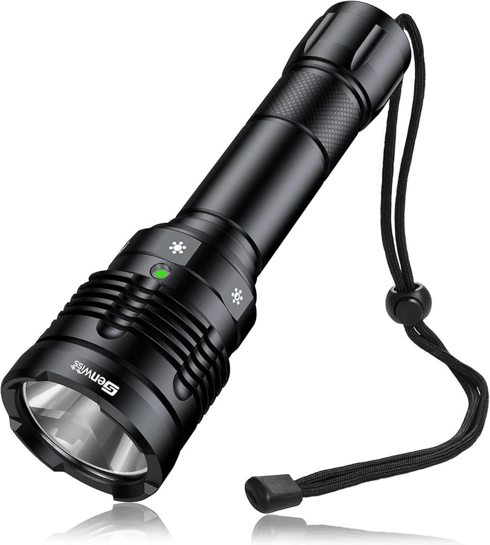 Dive Light, 2000 Lumen Waterproof Flashlight with 5 Modes, Underwater Flashlight with Battery Power Indicator (GN-T45)