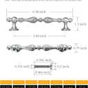 2 Pack Zinc Alloy Vintage Drawer Pulls with Screws - Ornate Drawer Handles for Kitchen Cabinets, Dresser Drawers, Furniture Hardware (Brushed Silver, 5.04 inch Hole spacing)