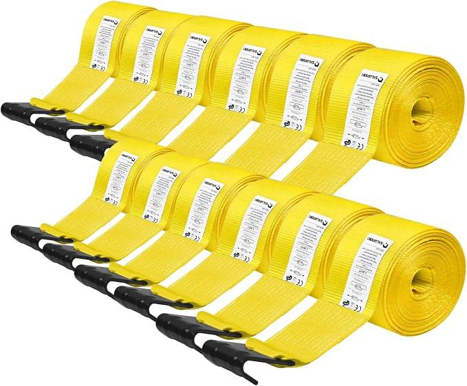 4 inch Straps for Flatbed Trailer Truck Strap 4 x 30 Ft 12 Pack
Semi Truck Winch Strap Heavy Duty Flatbed Tie Down Strap Box Truck Cargo Load Tie-Downs Yellow