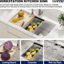 MAYESAR 30 Undermount Stainless Steel Kitchen Sink - Workstation Sink 16 Gauge Single Bowl Deep Handmade Sinks with Brushed Finish, Round Corner, 30"x19"x10"