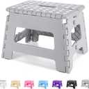 Dyforce 9" Folding Step Stool for Kids and Adults, Collapsible Light-Weight Foot Stools Foldable for Toddler, Kitchen, Bathroom, 300 lb Capacity (Grey)
