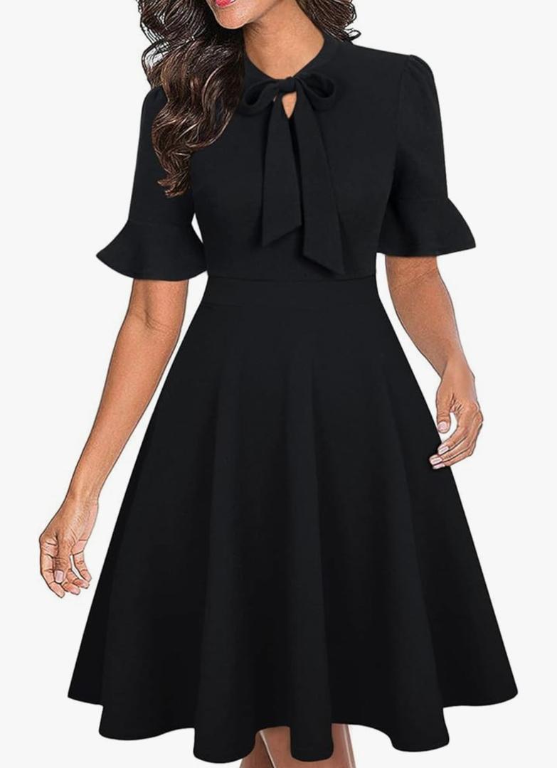 Women Summer Floral Ruffle Sleeve Wear to Work Church Wedding Guest Party Dresses, Medium