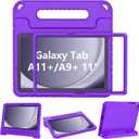 LTROP Kids Case for Samsung Galaxy Tab A11 Plus 2025 / A9 Plus 11 Inch 2023 with Built-in Screen Protector, Shockproof Convertible Handle Stand Galaxy Tab A11+ / A9+ Case for Kids, Purple